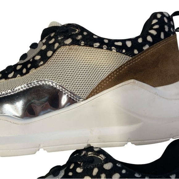 Women’s ALL BLACK Footwear brown suede, silver, and animal print sneaker - Picture 8 of 10